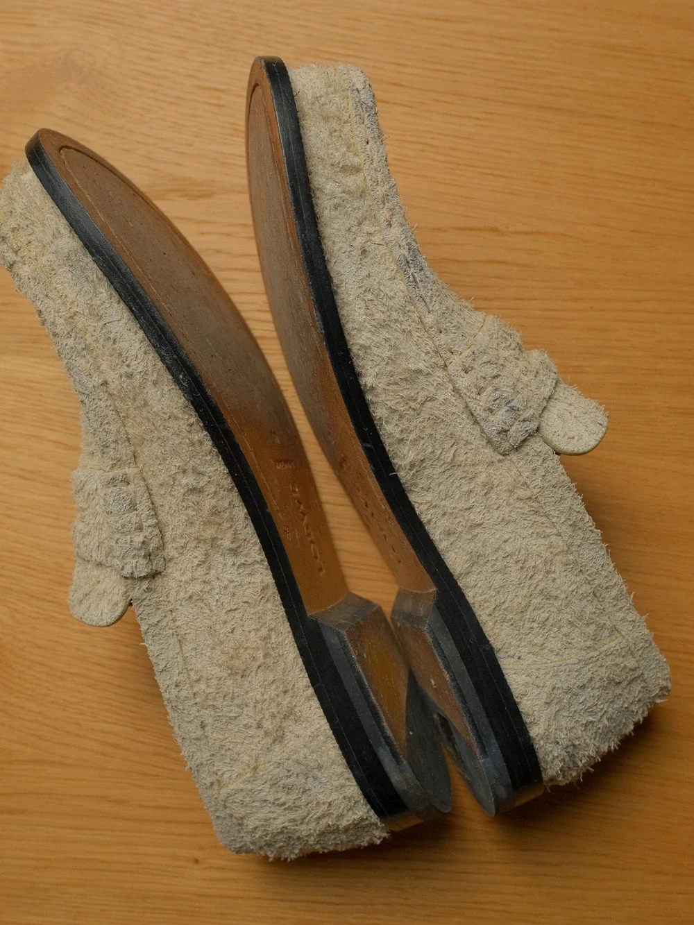 Loewe Campo Brushed Suede Loafers Canvas Soft White Women’s sz 39